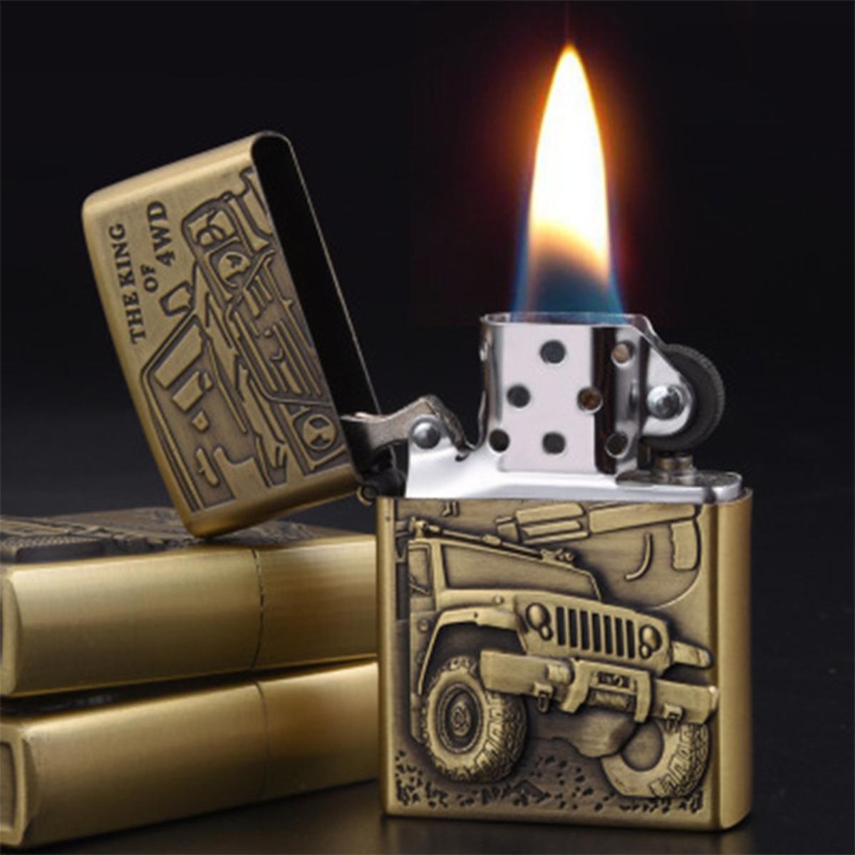Picture of Retro simple bronze relief off-road vehicle series Zippo oil lighters gifts