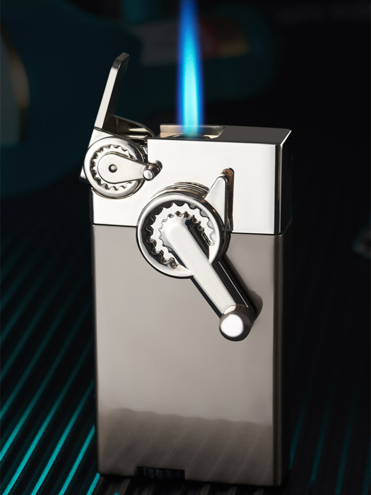 Picture of Creative Metal Butane Windproof Straight Flush Lighter Compact Portable Rocker Ignition Cigarete Cigar Men's Gift Accessories
