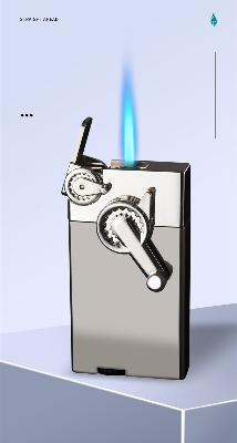 Picture of Creative Metal Butane Windproof Straight Flush Lighter Compact Portable Rocker Ignition Cigarete Cigar Men's Gift Accessories