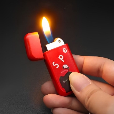 Picture of Mini Key Chain Creative Grinding Wheel Lighter Metal Open Flame Gas lighter
