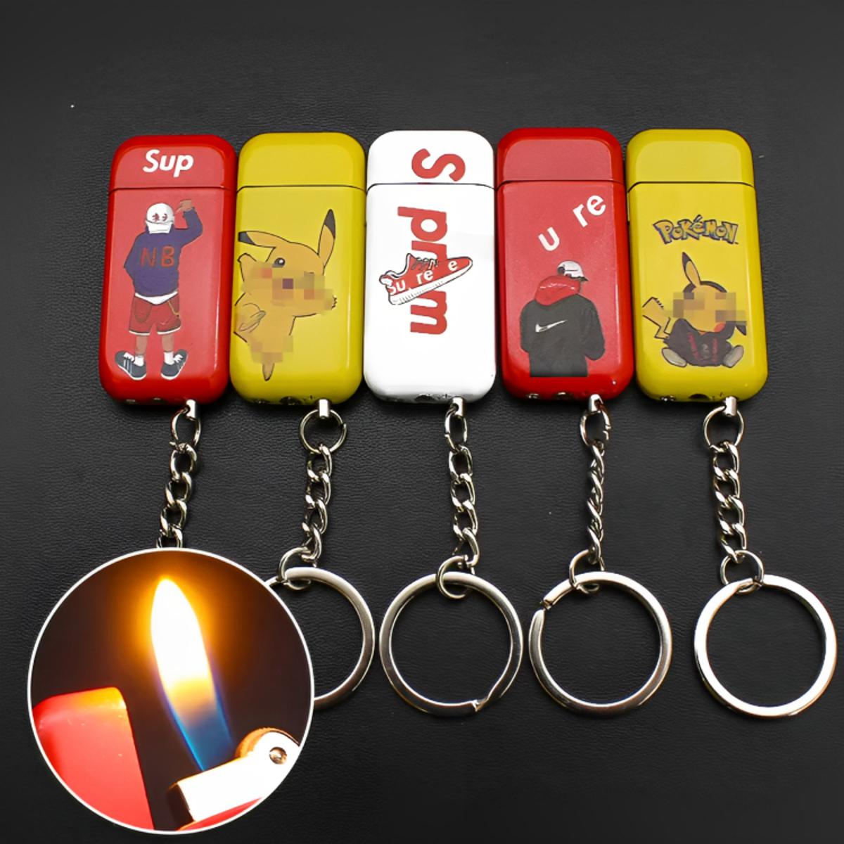 Picture of Mini Key Chain Creative Grinding Wheel Lighter Metal Open Flame Gas lighter