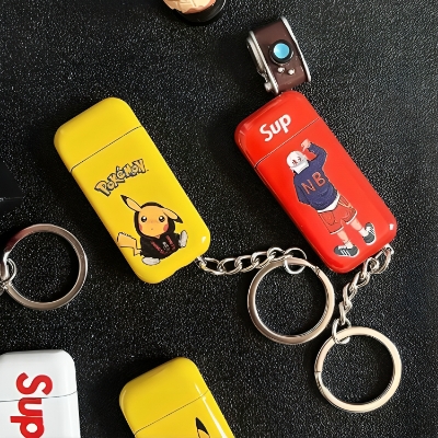 Picture of Mini Key Chain Creative Grinding Wheel Lighter Metal Open Flame Gas lighter