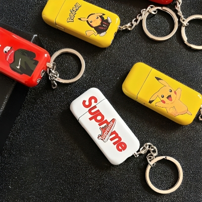 Picture of Mini Key Chain Creative Grinding Wheel Lighter Metal Open Flame Gas lighter