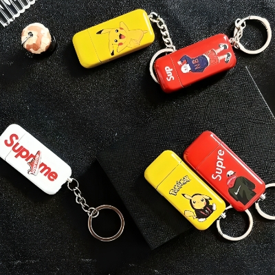 Picture of Mini Key Chain Creative Grinding Wheel Lighter Metal Open Flame Gas lighter