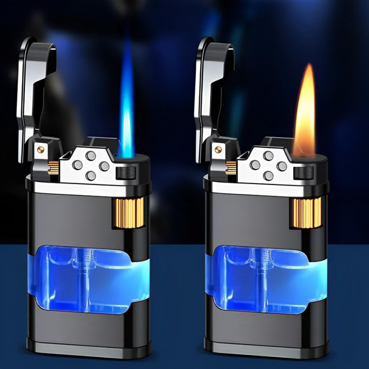 Picture of Metal business lighters blue and open flame torch lighter cigarete encendedor
