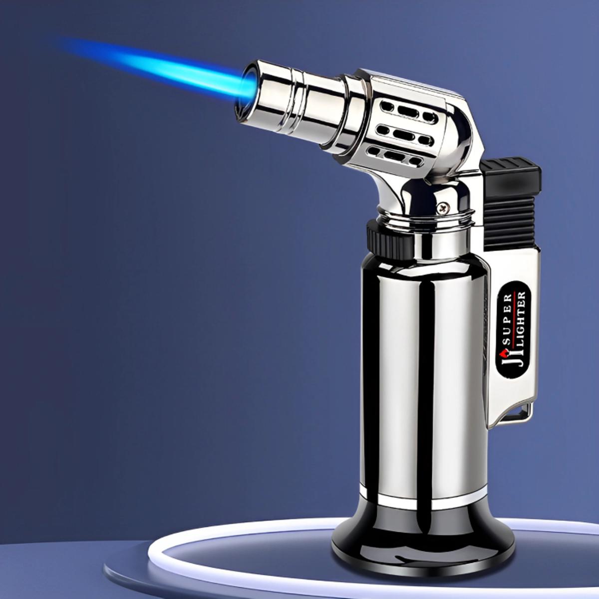 Picture of Outdoor Windproof Metal Turbo Gas Butane Lighter BBQ Kitchen Cooking Jewelry Torch Welding Flame Blue Lighter lgnition Tool