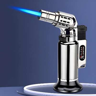 Picture of Outdoor Windproof Metal Turbo Gas Butane Lighter BBQ Kitchen Cooking Jewelry Torch Welding Flame Blue Lighter lgnition Tool