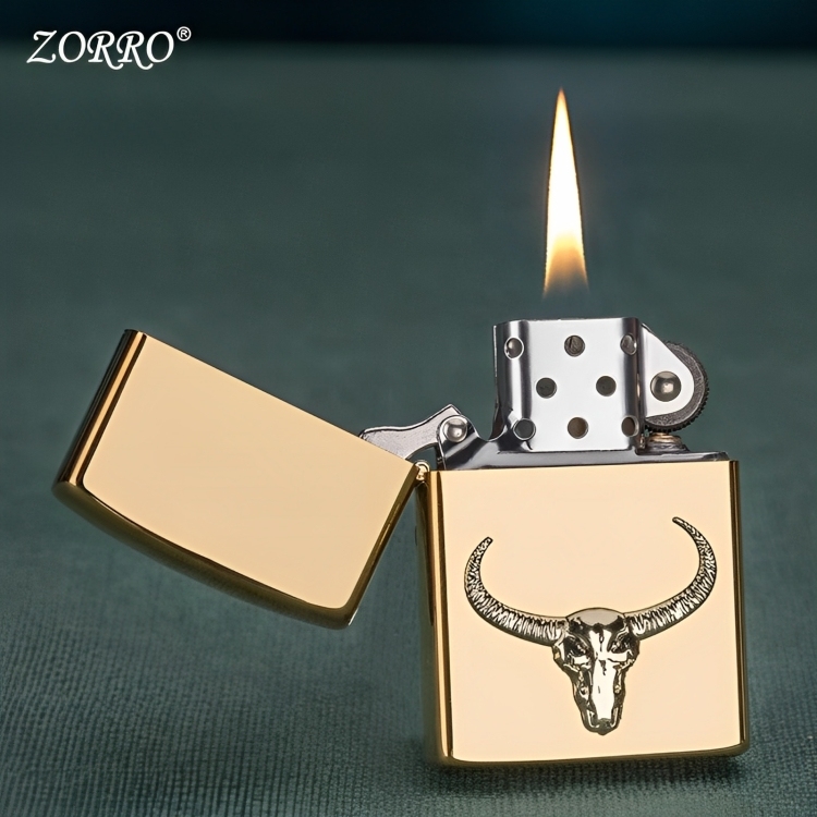Picture of Zorro new oil grinding wheel type pure copper cattle head sticker personality male lighter