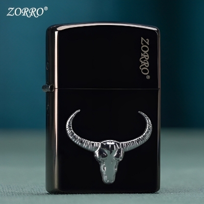 Picture of Zorro new oil grinding wheel type pure copper cattle head sticker personality male lighter