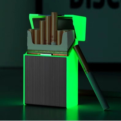 Picture of 2 in 1 Luminous Box USB Charging Lighter Windproof Metal 20pice Box