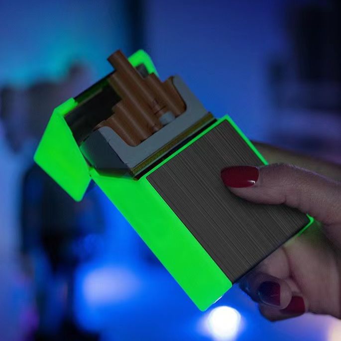Picture of 2 in 1 Luminous Box USB Charging Lighter Windproof Metal 20pice Box