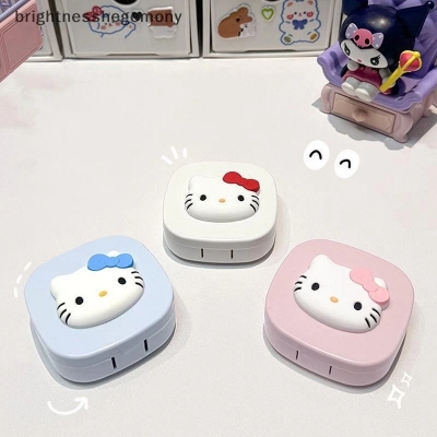Picture of New Hello Kitty Big Size Round Square Shape Contact Lenses Storage with Mirror, Applicator,Tweezer and solution Bottle for tour,travel and Outdoor new design and authentic quality Travel Kit for all kind Of Contact lens  #hellokitty