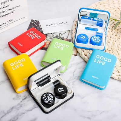 Picture of Eyekan Exclusive Portable Contact Lens Storage Kit with Tweezer, Applicator, Mirror & Solution Bottle. Book Travel Kit Box For All Kind Of Contact Lens. #eyekanbook