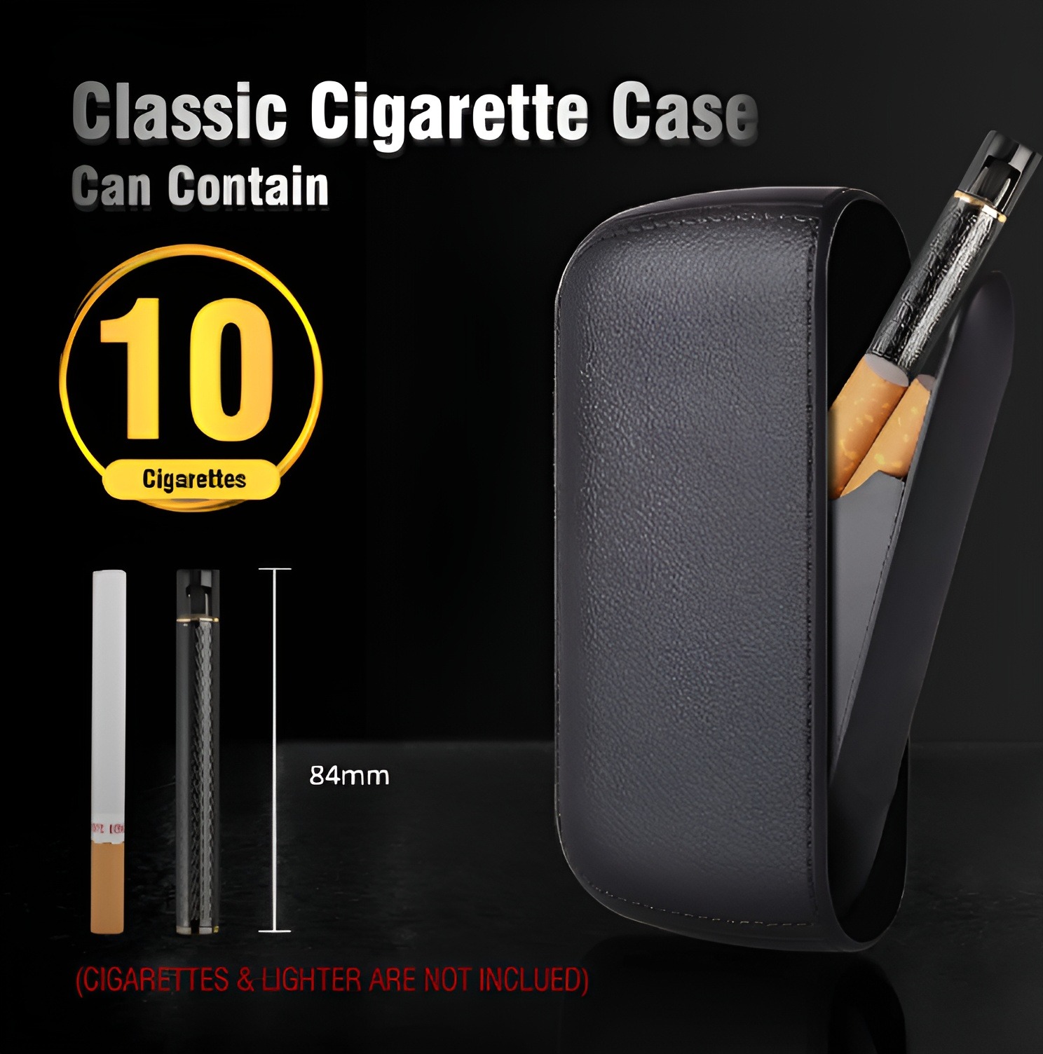 Picture of 10 Cig@arette Case with USB Lighter Set Charging Lighter PU Leather  Box Holder for Men