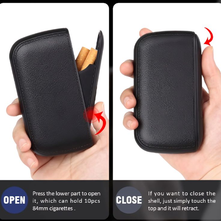 Picture of 10 Cig@arette Case with USB Lighter Set Charging Lighter PU Leather  Box Holder for Men