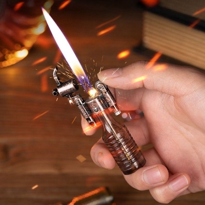 Picture of Butane Gas Lighter Open Fire Flame Cigarete Gadgets For Men Grinding Wheel Ignition Flint Can Be Replaced