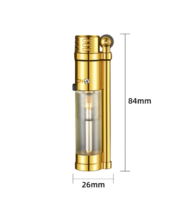 Picture of Transparent Gas Chamber Direct Flush Blue Flame Sand Wheel Ignition Butane Gas Lighter Compact Portable Outdoor Windproof Gadget