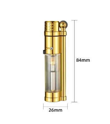 Picture of Transparent Gas Chamber Direct Flush Blue Flame Sand Wheel Ignition Butane Gas Lighter Compact Portable Outdoor Windproof Gadget