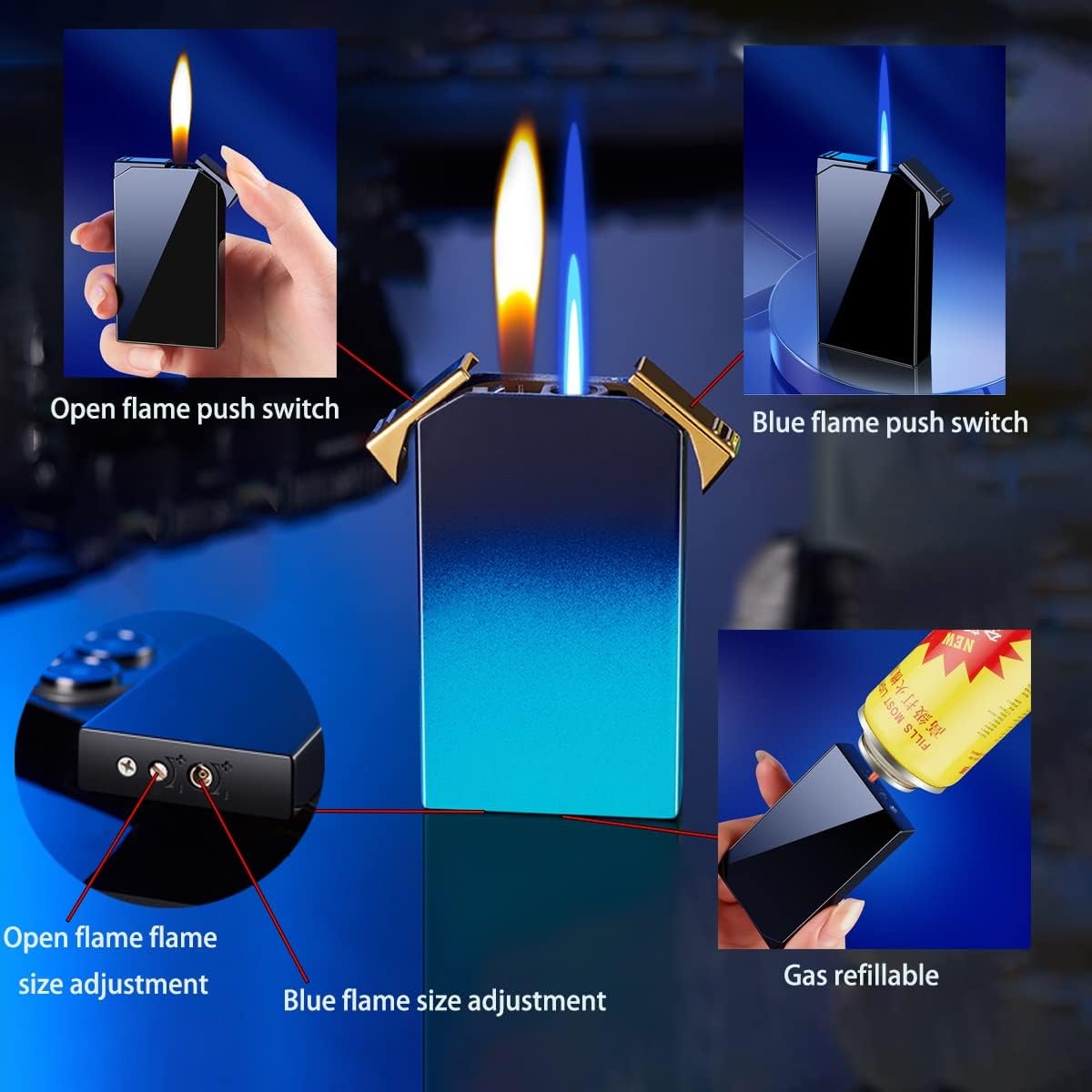 Picture of Novel Refillable Gas Turbo Lighters BBQ Metal Windproof Lighter