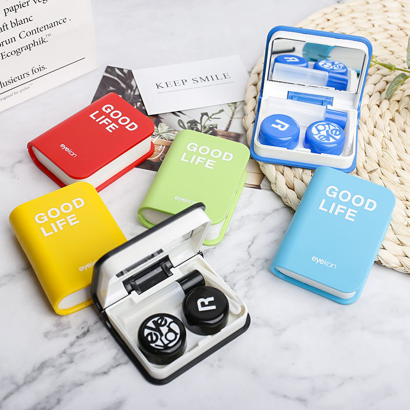 Picture of Eyekan Exclusive Portable Contact Lens Storage Kit with Tweezer, Applicator, Mirror & Solution Bottle. Book Travel Kit Box For All Kind Of Contact Lens. #eyekanbook