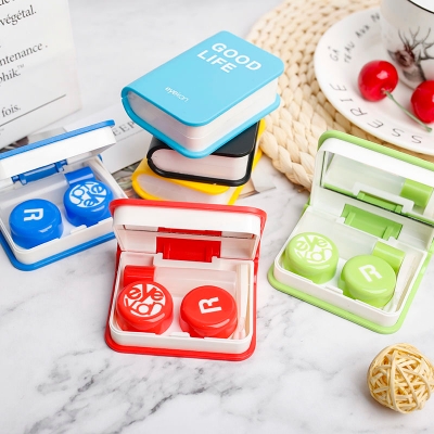 Picture of Eyekan Exclusive Portable Contact Lens Storage Kit with Tweezer, Applicator, Mirror & Solution Bottle. Book Travel Kit Box For All Kind Of Contact Lens. #eyekanbook