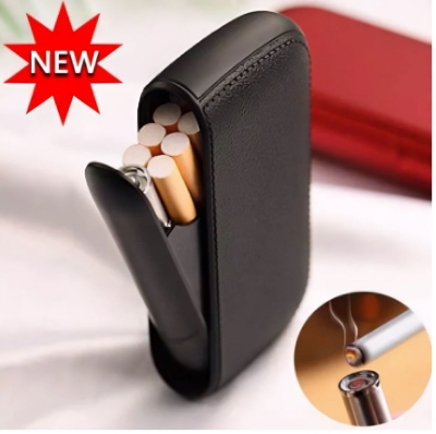 Picture of USB Cigarete Case with Lighter Holder Smell Proof Gift for Women Men Black