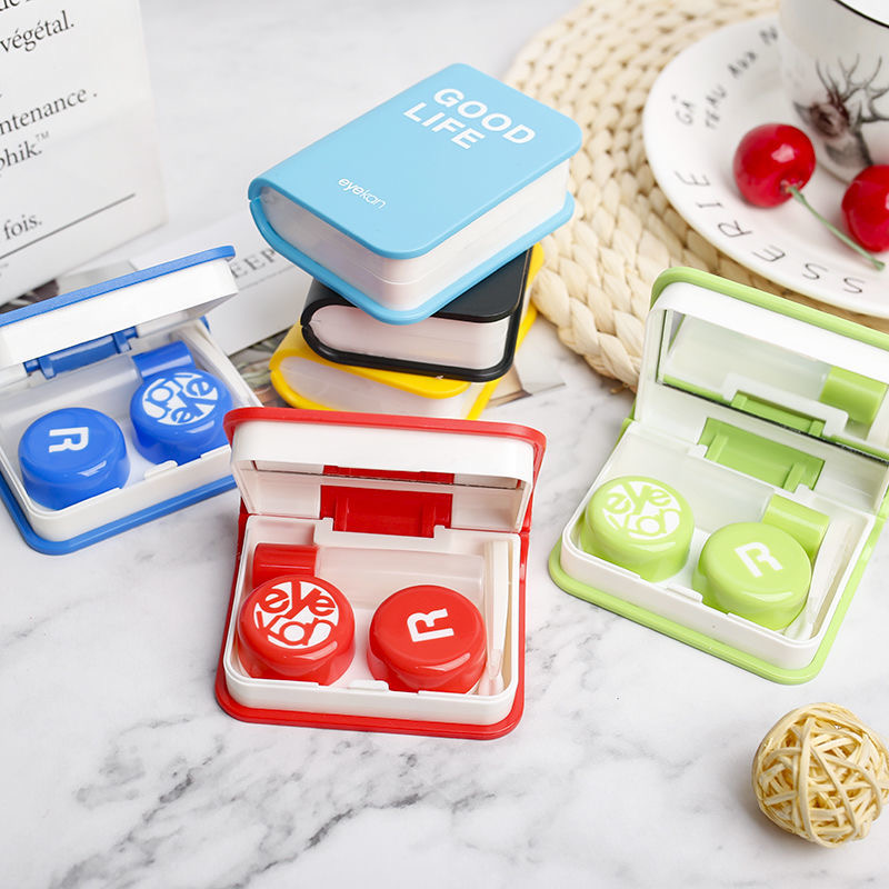 Picture of Eyekan Exclusive Portable Contact Lens Storage Kit with Tweezer, Applicator, Mirror & Solution Bottle. Book Travel Kit Box For All Kind Of Contact Lens. #eyekanbook