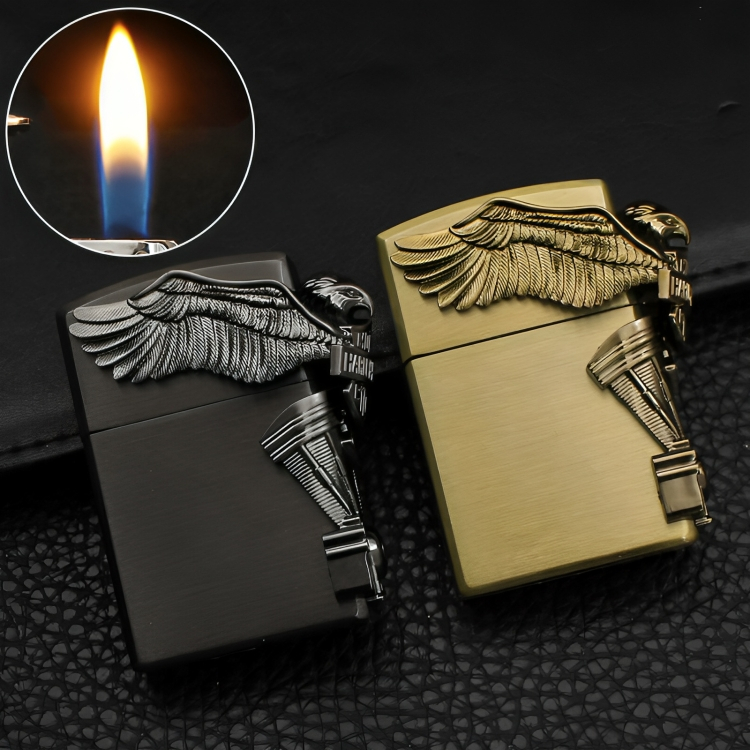Picture of Metal 3D Relief Craft Grinding Wheel Lighter Creative Inflatable Open Flame Lighter