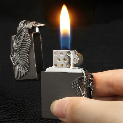 Picture of Metal 3D Relief Craft Grinding Wheel Lighter Creative Inflatable Open Flame Lighter