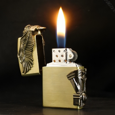 Picture of Metal 3D Relief Craft Grinding Wheel Lighter Creative Inflatable Open Flame Lighter