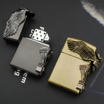 Picture of Metal 3D Relief Craft Grinding Wheel Lighter Creative Inflatable Open Flame Lighter