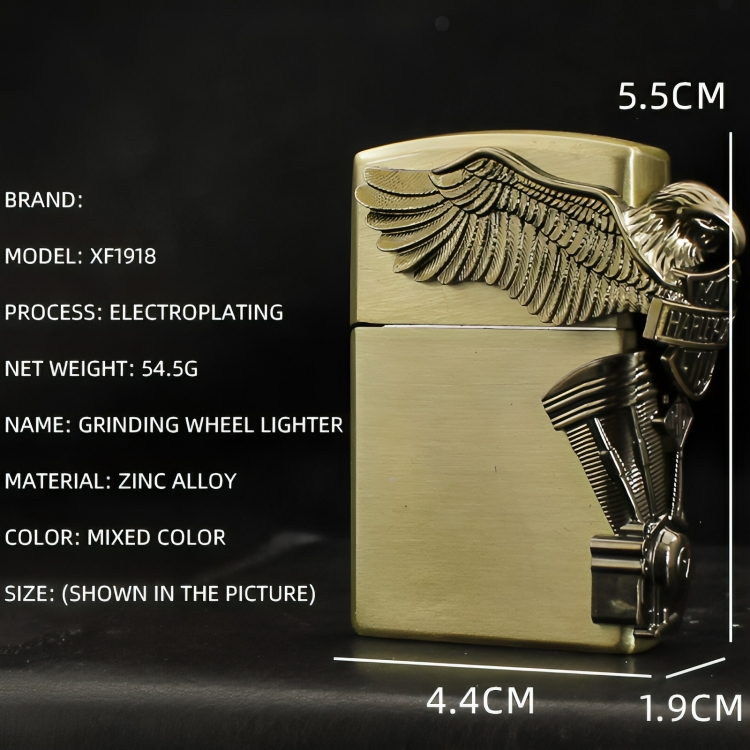 Picture of Metal 3D Relief Craft Grinding Wheel Lighter Creative Inflatable Open Flame Lighter
