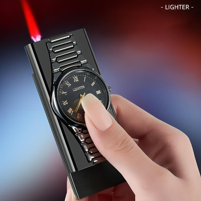 Picture of New Quartz Watch Clock Lighter Metal Multifunctional Dial Windproof Cigarete Lighter