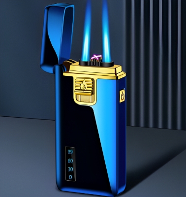 Picture of Gas Electronic Windproof Metal USB Lighter Torch Turbo Double Jet Flame Pulse Dual Arc Lighter Rechargeable Butane Cigar Lighter