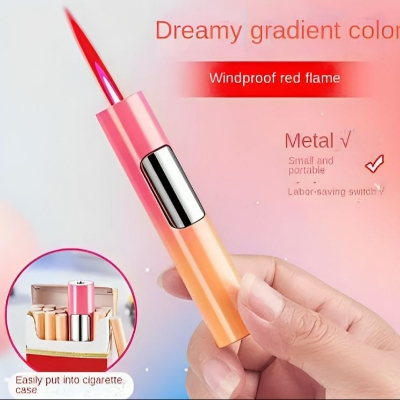 Picture of Pen Type Tet Torch Turbo Butane Gas Lighter Metal Windproof Red Fire Portable Cigar Lighter