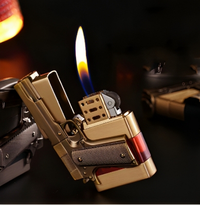 Picture of Metal Gas Lighter Transparent gas Tank Retro Grinding Wheel Cigar Windproof Lighter For Men