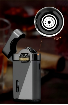 Picture of New JOBON Mechanical Metal Butane Gas Lighter Outdoor Windproof Gear Linkage Ignition Blue Flame Torch Portable Cigar Lighter