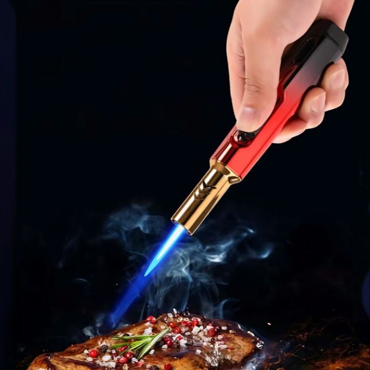 Picture of Honest Metal Torch Gas Lighters Windproof Lighter Cigar Butane Jet Portable Lighter Outdoor Kitchen Blue Flame