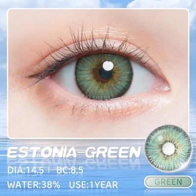 Picture of New Ksseye  Estonia Green Color Contact Lens With Regular Kit Box For Men and Women. 1 Pair Ksseye Color Contact Lens For Eye Makeup and Cosmetics.Ksseye Estonia Series. #estonia