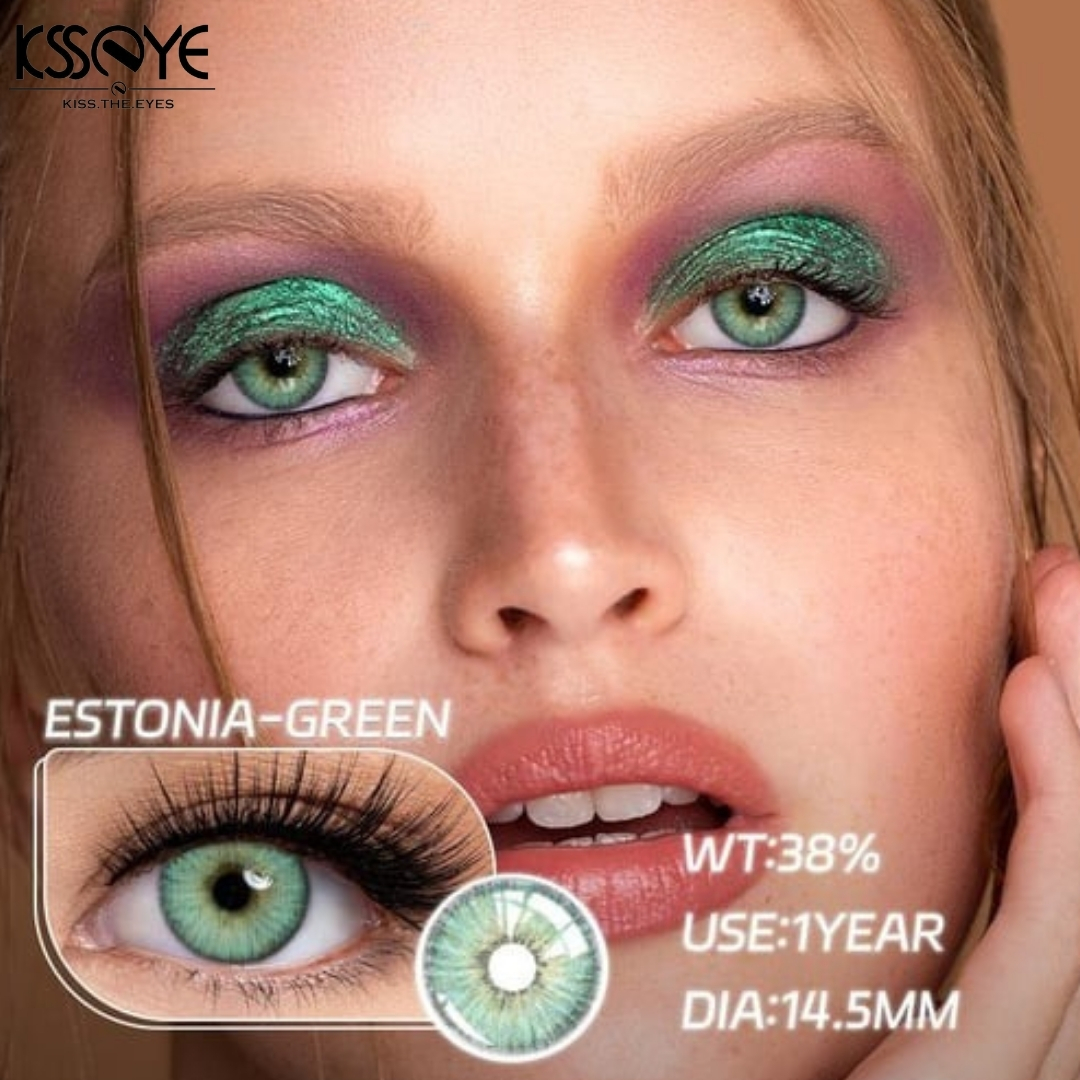 Picture of New Ksseye  Estonia Green Color Contact Lens With Regular Kit Box For Men and Women. 1 Pair Ksseye Color Contact Lens For Eye Makeup and Cosmetics.Ksseye Estonia Series. #estonia
