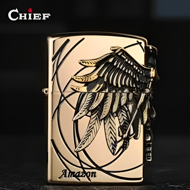 Picture of Chief oil  lighter pure copper Amazon female warrior angel Ares wings windproof Chief oil lighter