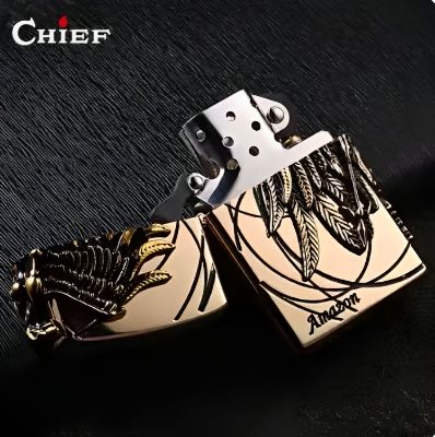 Picture of Chief oil  lighter pure copper Amazon female warrior angel Ares wings windproof Chief oil lighter