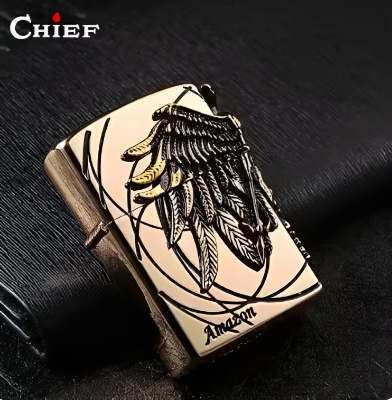 Picture of Chief oil  lighter pure copper Amazon female warrior angel Ares wings windproof Chief oil lighter