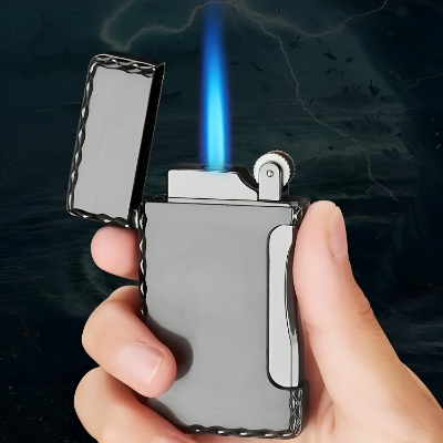 Picture of New Blue Flame Open Fire Free Switch Gas Lighter Inflatable Butane Cigarete Metal Lighters Worthy of Collection Lighter