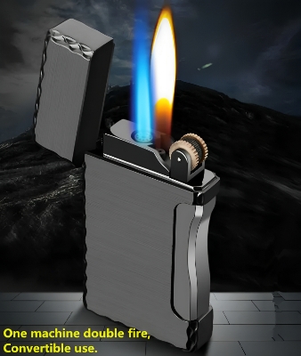 Picture of New Blue Flame Open Fire Free Switch Gas Lighter Inflatable Butane Cigarete Metal Lighters Worthy of Collection Lighter