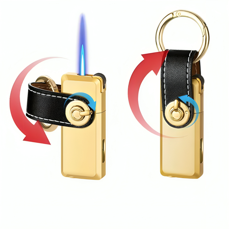 Picture of Mini Metal Key Chain Straight Flame Gas Lighter Grinding Wheel Flint Cigarete Lighter for Men