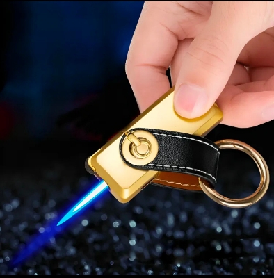 Picture of Mini Metal Key Chain Straight Flame Gas Lighter Grinding Wheel Flint Cigarete Lighter for Men