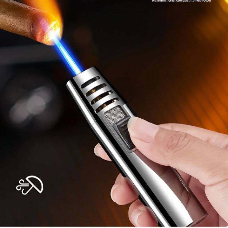 Picture of Windproof Metal Gas Torch Lighter Portable Cigar Lighter Powerful Turbo Inflatable Butane Jet Flame Lighter Kitchen BBQ Ignition