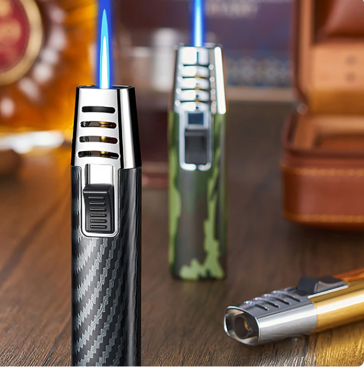 Picture of Windproof Metal Gas Torch Lighter Portable Cigar Lighter Powerful Turbo Inflatable Butane Jet Flame Lighter Kitchen BBQ Ignition