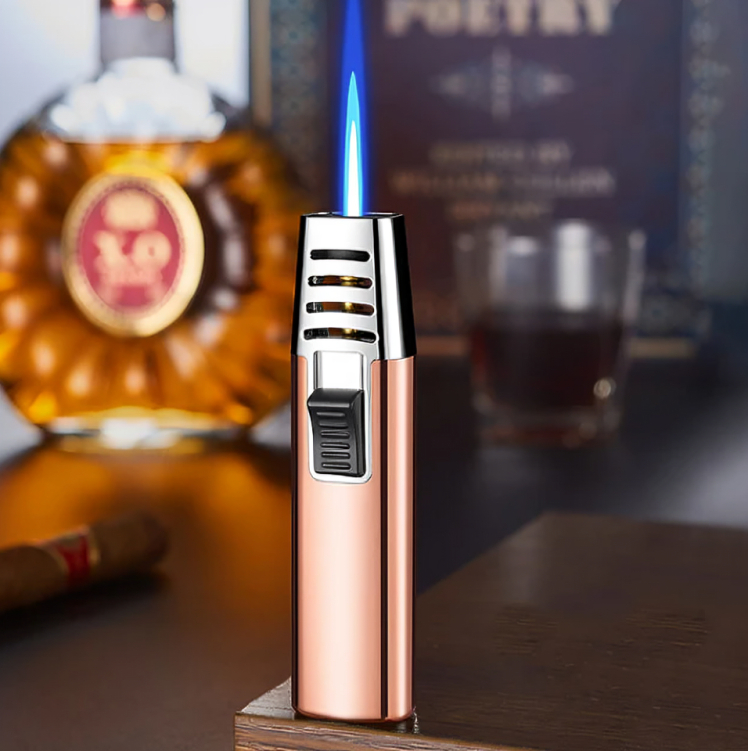 Picture of Windproof Metal Gas Torch Lighter Portable Cigar Lighter Powerful Turbo Inflatable Butane Jet Flame Lighter Kitchen BBQ Ignition